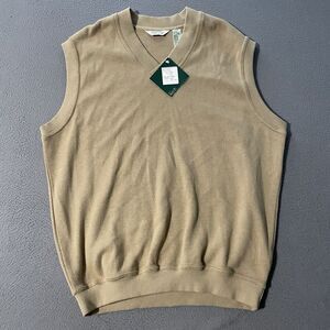 New Vintage Reebok Golf Men's Large Faux Suede‎ Jersey Vest Knit Soft Khaki 1995